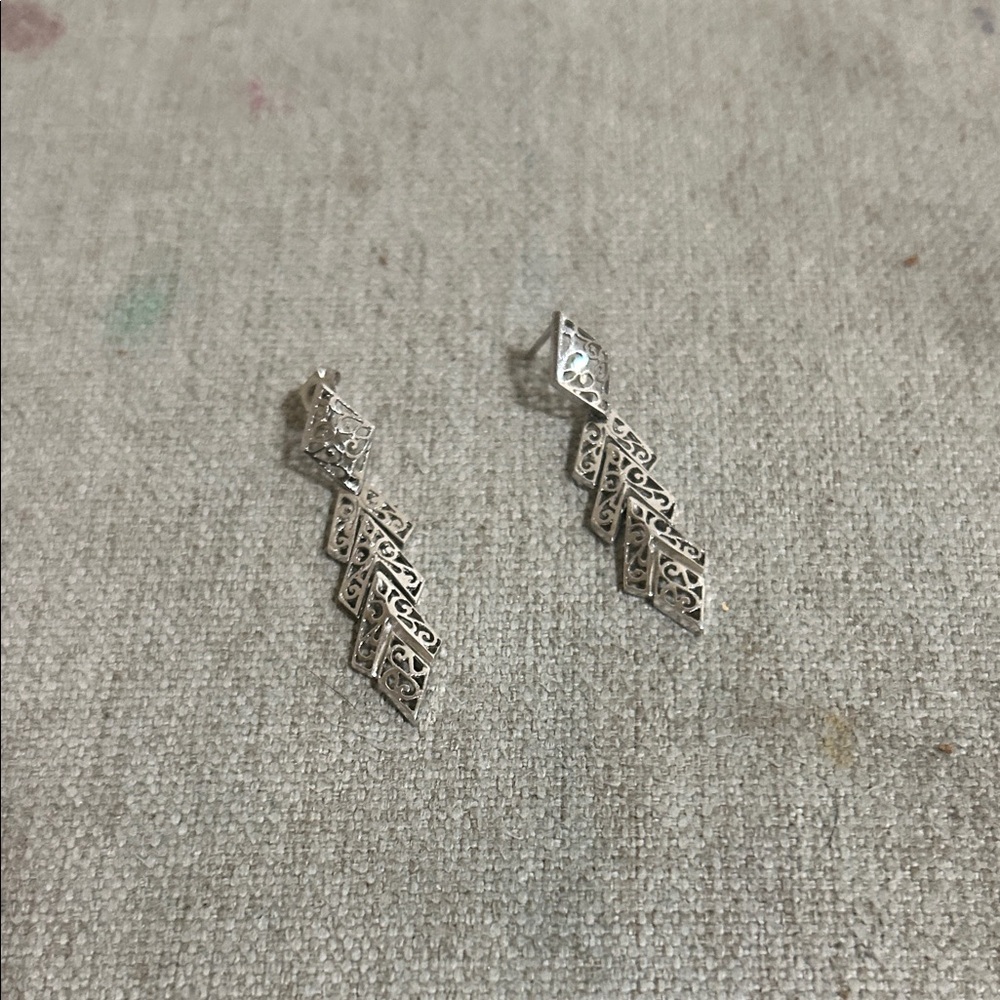 Intricate Silver Geometric Earrings